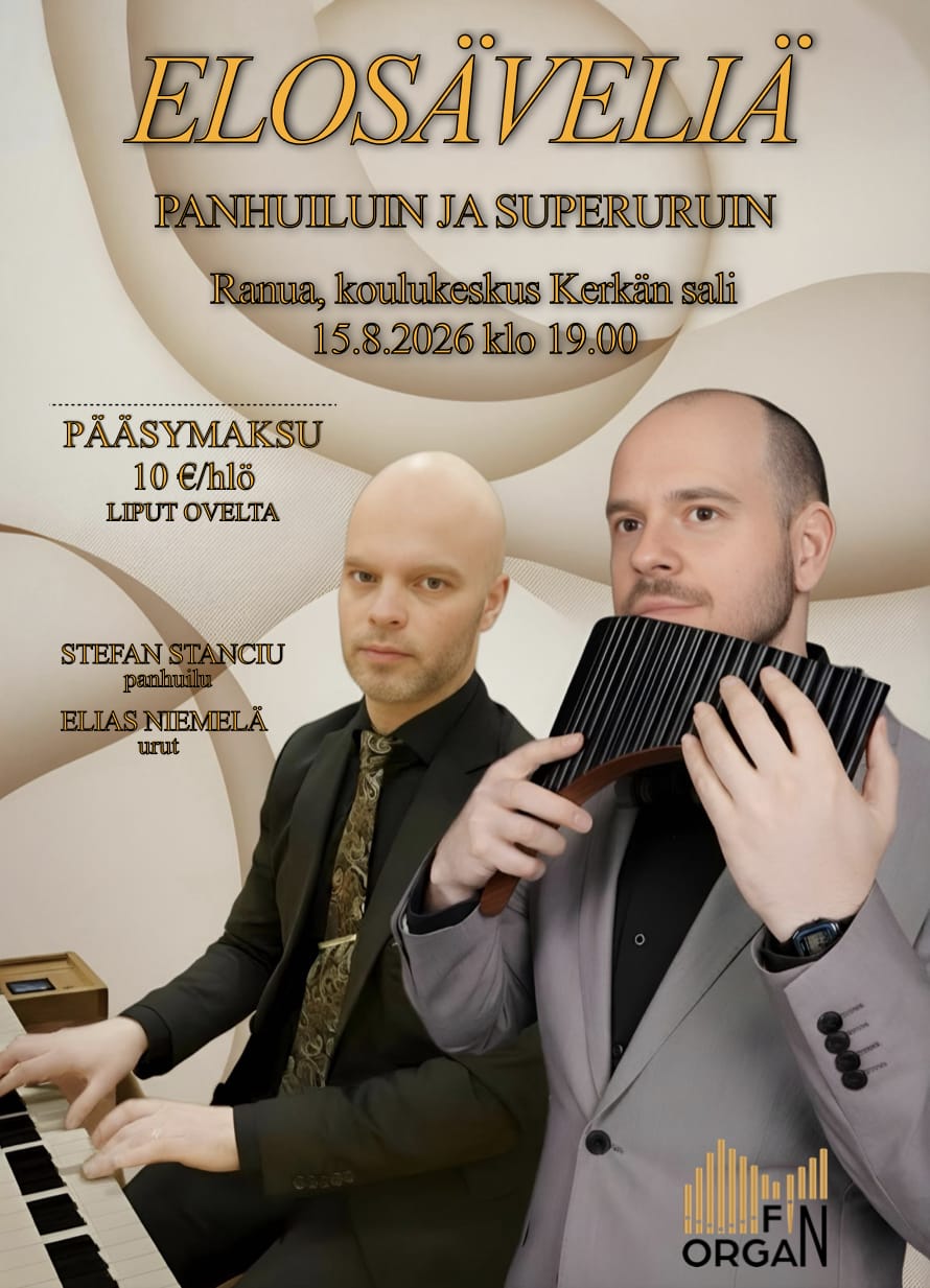 konserttimainos, jossa muusikoiden kuvat.